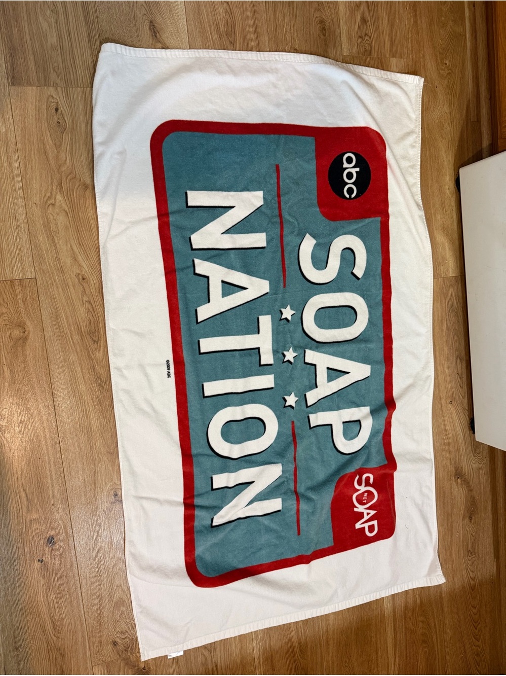 Soap Nation Promotional Beach Towel - White, Teal & Red